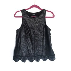 Black Faux Leather Express Crop Tank XS